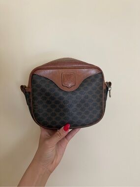 Vintage Celine mini micro bag brown macadam crossbody no strap - as is